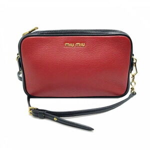 Miu Miu Shoulder Bag Goatskin Red Black